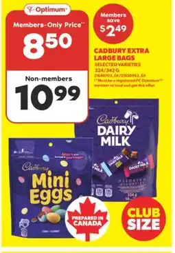 Real Canadian Superstore CADBURY EXTRA LARGE BAGS, 324/342 G offer