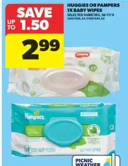 Real Canadian Superstore HUGGIES OR PAMPERS 1X BABY WIPES, , 56-72' S offer