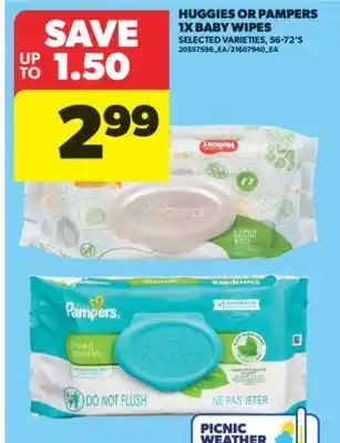 Real Canadian Superstore HUGGIES OR PAMPERS 1X BABY WIPES, , 56-72' S offer