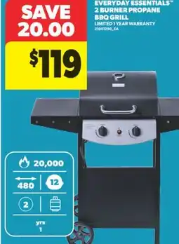 Real Canadian Superstore EVERYDAY ESSENTIALS 2 BURNER PROPANE BBQ GRILL offer