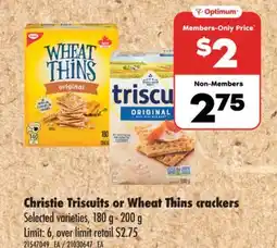 Real Canadian Superstore CHRISTIE TRISCUITS OR WHEAT THINS CRACKERS, 180 G - 200 G offer