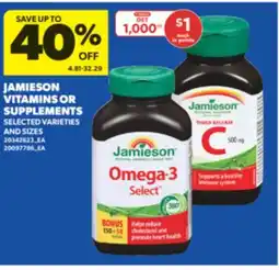 Real Canadian Superstore JAMIESON VITAMINS OR SUPPLEMENTS offer