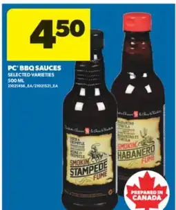 Real Canadian Superstore PC BBQ SAUCES, 500 ML offer