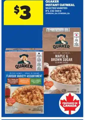 Real Canadian Superstore QUAKER INSTANT OATMEAL, 8'S, 232-344 G offer