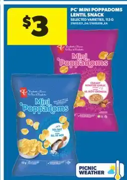 Real Canadian Superstore PC MINI POPPADOMS LENTIL SNACK, 113 G offer