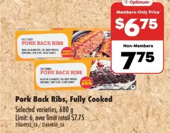 Real Canadian Superstore PORK BACK RIBS, FULLY COOKED, 680 G offer