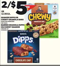 Independent Grocer QUAKER DIPPS OR CHEWY GRANOLA BARS, 120-156 G offer