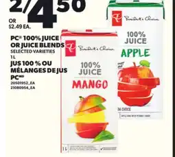 Independent Grocer PC 100% JUICE OR JUICE BLENDS, 1 L offer