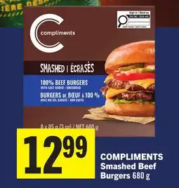 Foodland COMPLIMENTS Smashed Beef Burgers offer