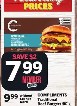 Foodland COMPLIMENTS Traditional Beef Burgers offer
