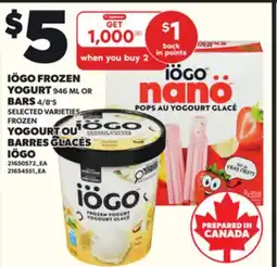 Independent Grocer IÖGO FROZEN YOGURT, 946 ML OR BARS, 4/8'S offer