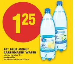 No Frills PC BLUE MENU CARBONATED WATER, 1 L offer