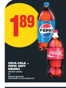 No Frills COCA-COLA or PEPSI SOFT DRINKS, 2 L offer