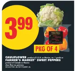 No Frills CAULIFLOWER OR FARMER'S MARKET SWEET PEPPERS, PKG OF 4 offer