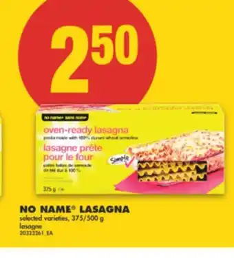 No Frills NO NAME LASAGNA, 375/500 G offer