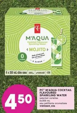 No Frills PC M'AQUA COCKTAIL FLAVOURED SPARKLING WATER, 6x355 ML offer