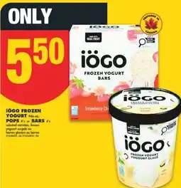No Frills IÖGO FROZEN YOGURT, 946 ML, POPS, 8'S OR BARS, 4'S offer