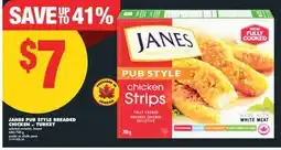 No Frills JANES PUB STYLE BREADED CHICKEN OR TURKEY, 600/700 G offer