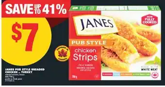 No Frills JANES PUB STYLE BREADED CHICKEN OR TURKEY, 600/700 G offer