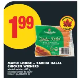 No Frills MAPLE LODGE OR ZABIHA HALAL CHICKEN WIENERS, 450 G offer
