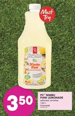 No Frills PC NIMBU PANI LEMONADE, 1.54 L offer