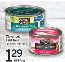Fortinos CLOVER LEAF LIGHT TUNA, 85/170 g offer