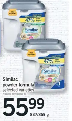 Fortinos SIMILAC POWDER FORMULA POWDER, 837/859 G offer