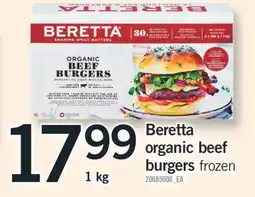 Fortinos BERETTA ORGANIC BEEF BURGERS, 1 kg offer