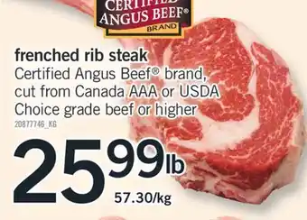 Fortinos FRENCHED RIB STEAK offer