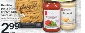 Fortinos GAROFALO PASTA 500 G OR PC PASTA SAUCE 410/650 ML offer