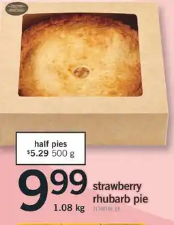 Fortinos STRAWBERRY RHUBARB PIE, 1.08 KG offer
