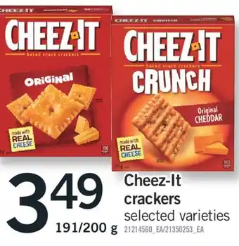 Fortinos CHEEZ-IT CRACKERS, 191/200 G offer