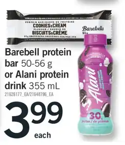 Fortinos BAREBELL PROTEIN BAR, 50-56 G OR ALANI PROTEIN DRINK 355 ML offer