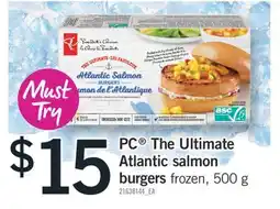 Fortinos PC THE ULTIMATE ATLANTIC SALMON BURGERS, 500 G offer