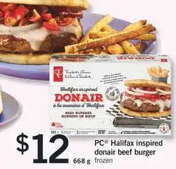 Fortinos PC HALIFAX INSPIRED DONAIR BEEF BURGER, 668 g offer