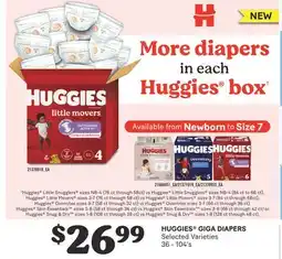 Fortinos HUGGIES GIGA DIAPERS, 36-104'S offer