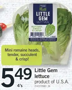 Fortinos LITTLE GEM LETTUCE, 4's offer