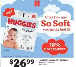 Fortinos HUGGIES SNUG & DRY DIAPERS, 54 - 104'S offer