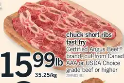 Fortinos CHUCK SHORT RIBS FAST FRY offer