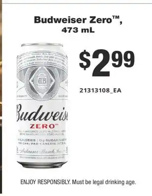 Fortinos BUDWEISER ZERO , 473 ML offer