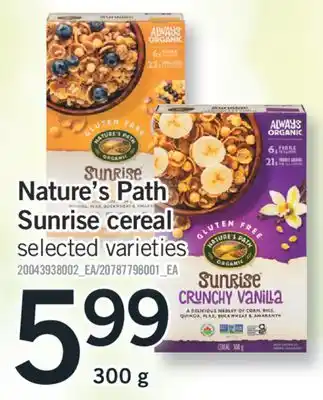 Fortinos NATURE'S PATH SUNRISE CEREAL , 300g offer