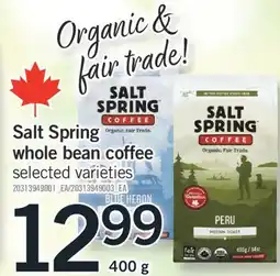 Fortinos SALT SPRING WHOLE BEAN COFFEE, 400 G offer