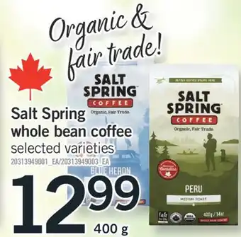 Fortinos SALT SPRING WHOLE BEAN COFFEE, 400 G offer