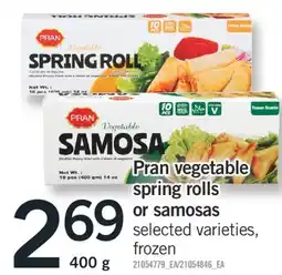 Fortinos PRAN VEGETABLE SPRING ROLLS SPRING ROLLS OR SAMOSAS, 400g offer