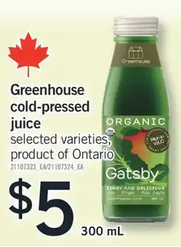 Fortinos GREENHOUSE COLD-PRESSED JUICE JUICE, 300 ML offer