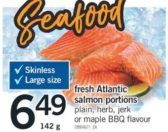 Fortinos FRESH ATLANTIC SALMON PORTIONS, 142g offer