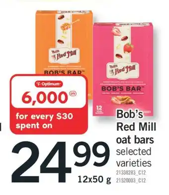 Fortinos BOB'S RED MILL OAT BARS, 12X50 G offer
