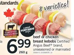 Fortinos BEEF OR CHICKEN BREAST KEBOBS offer