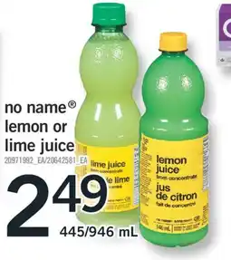 Fortinos NO NAME LEMON OR LIME JUICE, 445/946 mL offer