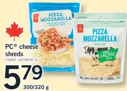Fortinos PC CHEESE CHEESE SHREDS, 300/320 G offer